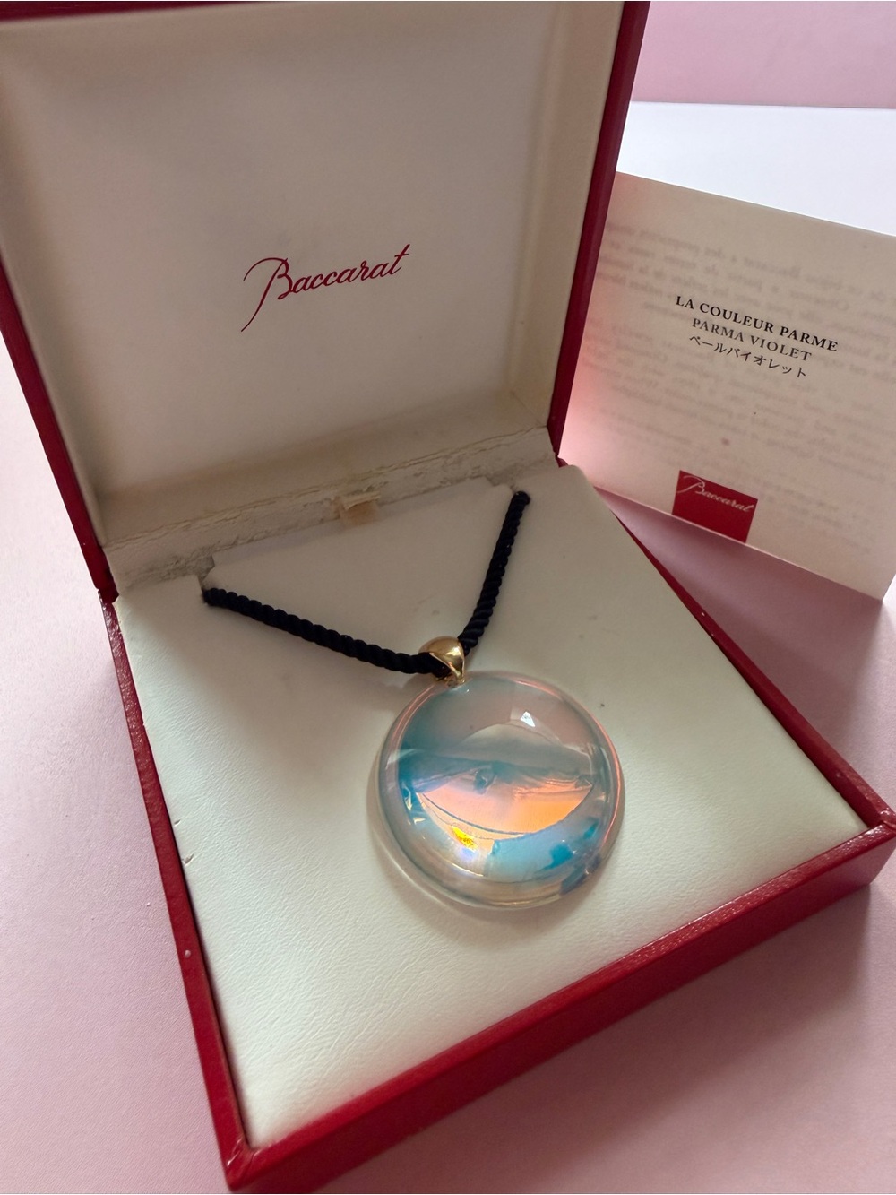 Authentic Baccarat Eclipse 18k Yellow Gold Bail Round Crystal Pendant. Perfect!